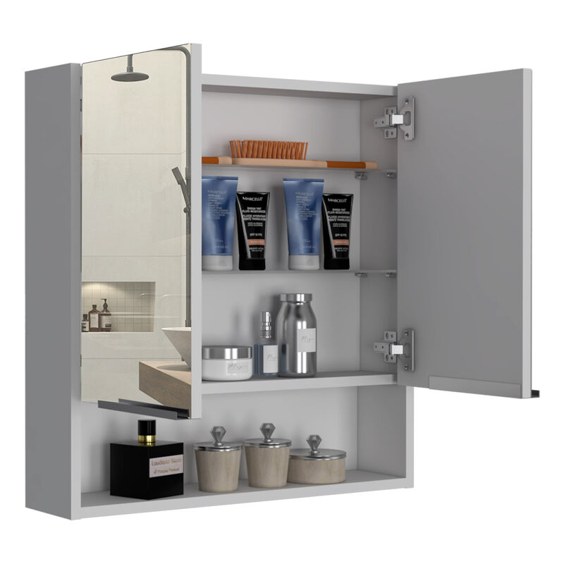 DEPOT E-SHOP Tatacoa Mirror Medicine Cabinet, One Open Shelf, Three Interior Shelves, Black