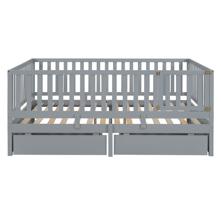 Merax Wood Daybed with Fence Guardrails