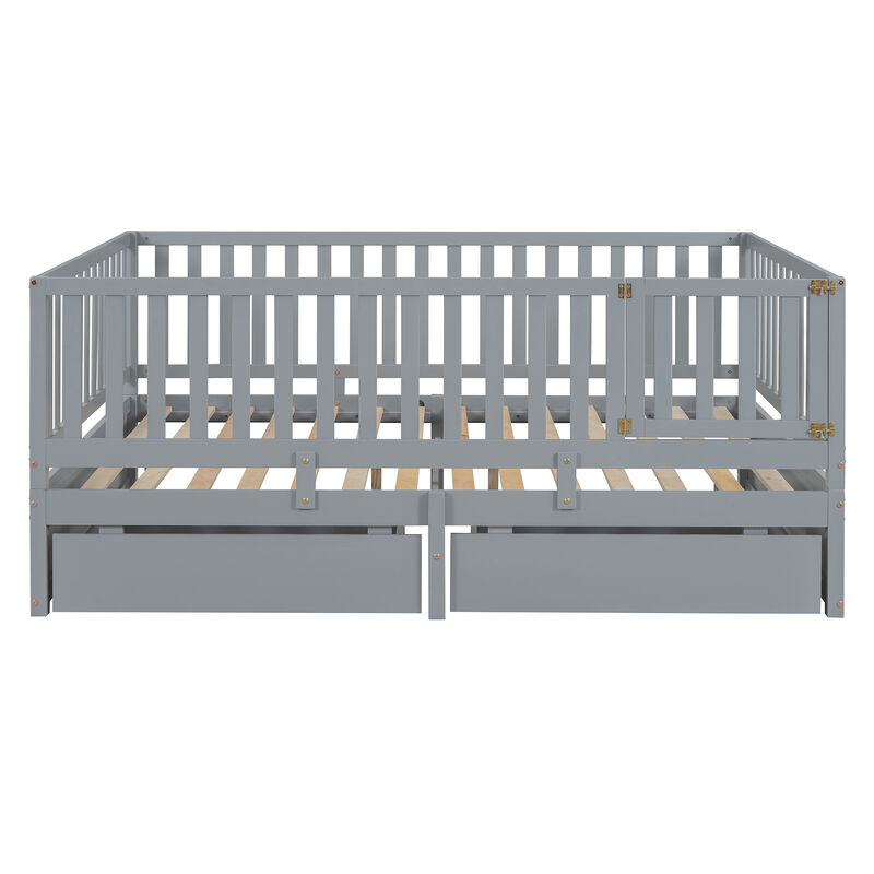 Merax Wood Daybed with Fence Guardrails