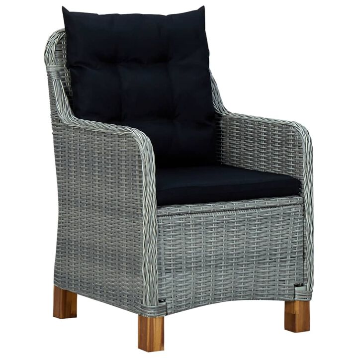 vidaXL Garden Chairs with Cushions 2 pcs Poly Rattan Light Gray
