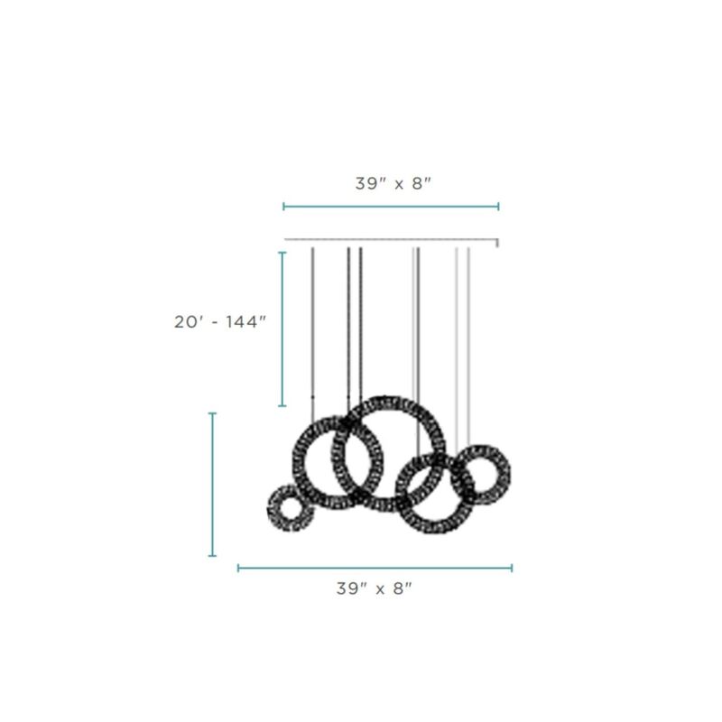 Hoop Progression Chandelier Chrome Crystal Integrated LED Dimmable