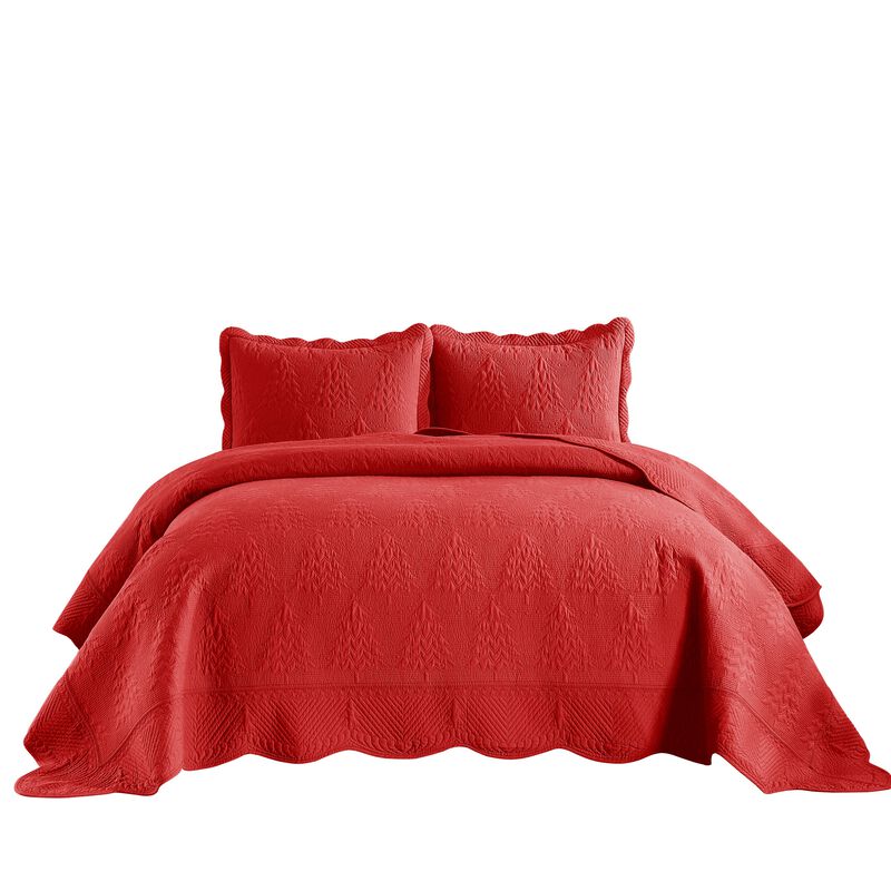 Marcielo 3 Piece 100% Cotton Christmas Tree Bedspread Set Coverlet Set Lightweight Quilt Set