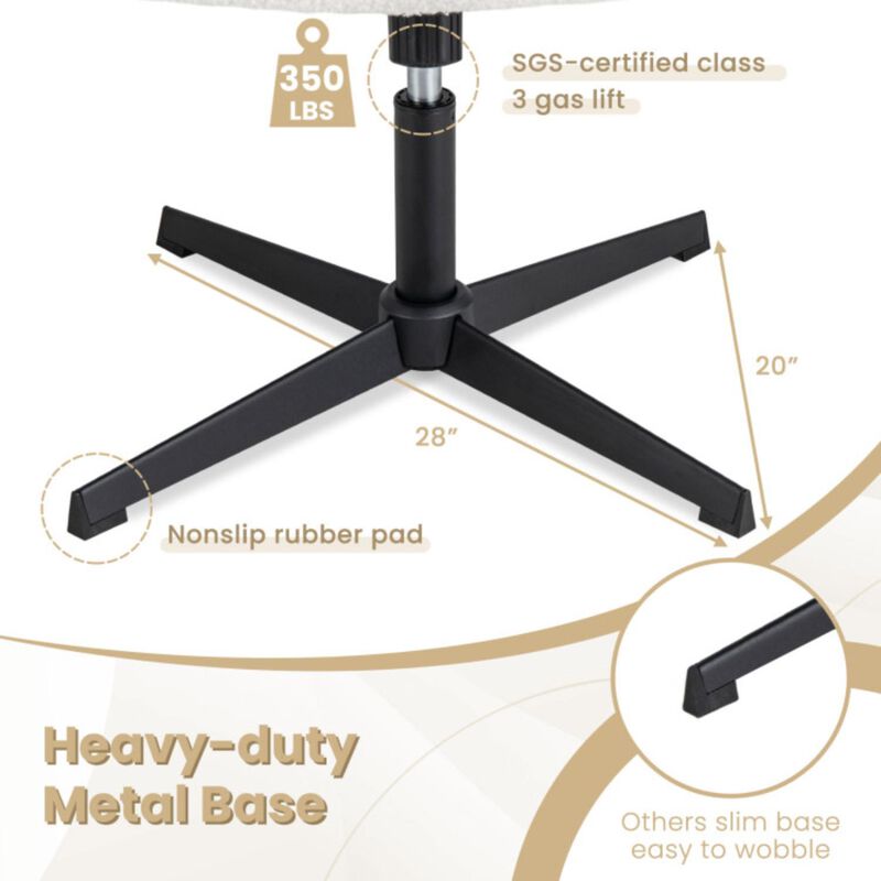 Hivvago Office Armless Chair Cross Legged with Imitation Lamb Fleece and Adjustable Height