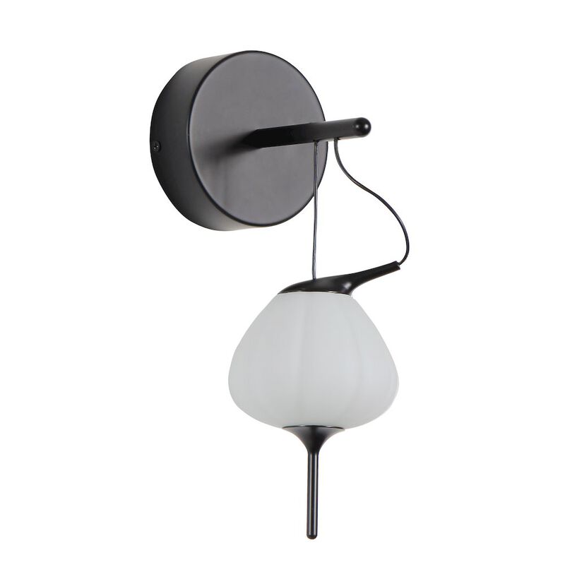 VONN Lighting Integrated LED Wall Sconce Light with Glass Shade in Black