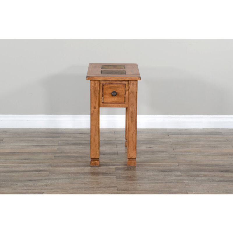 Sunny Designs Sedona 15 Transitional Wood Chair Side Table in Rustic Oak