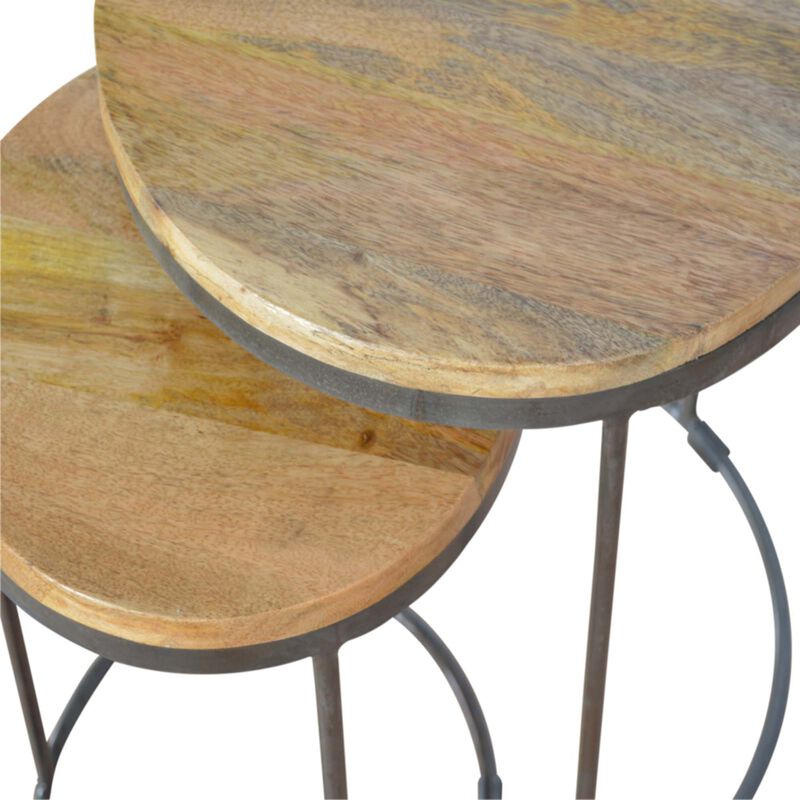 End Table Set of 2 with Iron Base