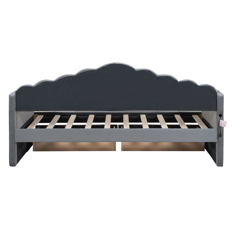 Merax Upholstered Daybed Bed Frame with 2 Drawers