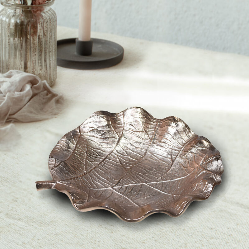 Handmade Decorative Gold Color Coated 4.72 x 4.52 x 1.18 Inches Aluminium Tray 052AB BBH Home's