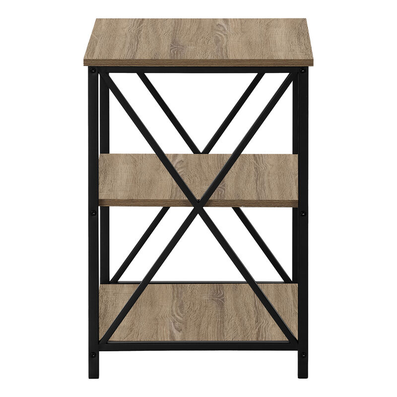 Monarch Specialties I 3597 Accent Table, Side, End, Nightstand, Lamp, Living Room, Bedroom, Metal, Laminate, Brown, Black, Contemporary, Modern