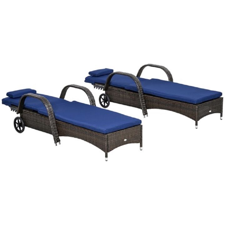 Set of 2 Reclining Chaise Lounges, Ergonomic Adjustable Chairs for Relaxing & Lounging