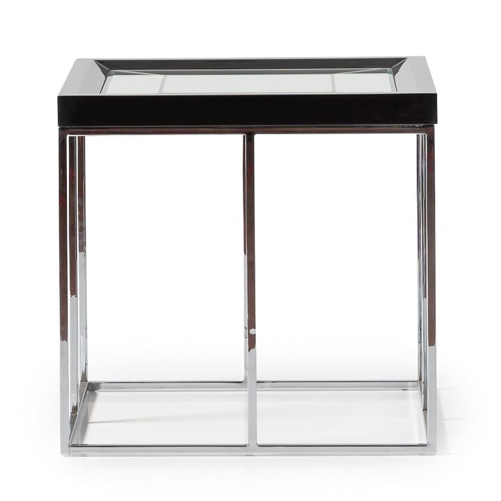 Michael Amini Carmela End Table - Glossy Charcoal Sand