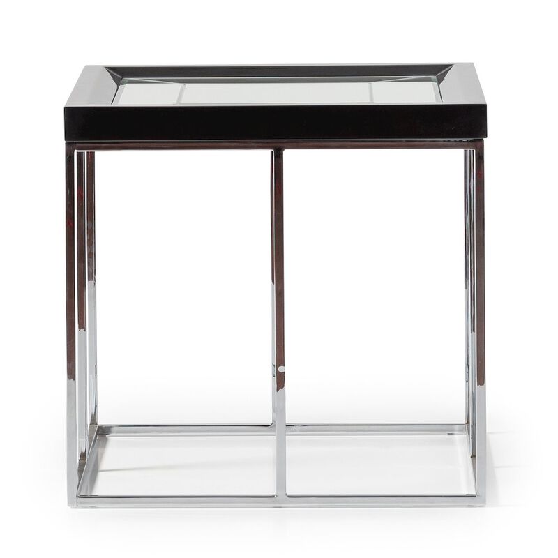 Michael Amini Carmela End Table - Glossy Charcoal Sand