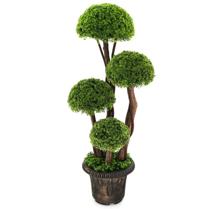 Hivvago 3 Feet Decorative Artificial Cedar Topiary Tree with Rattan Trunk
