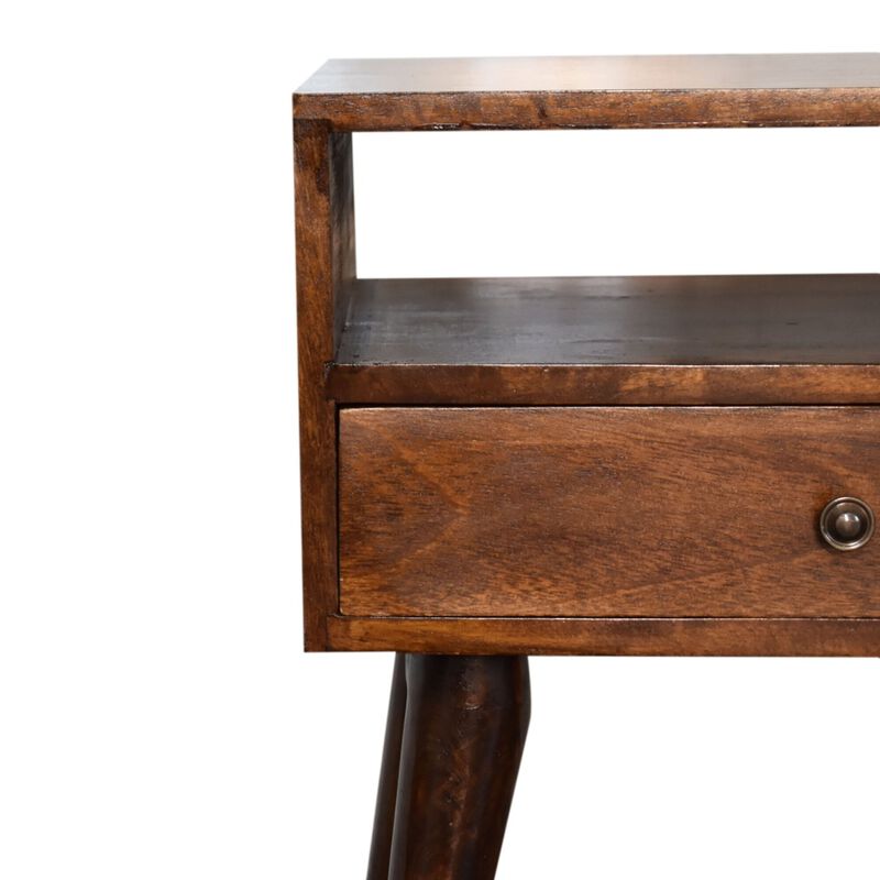 Modern Chestnut Solid Wood 1 Drawer  NightStand