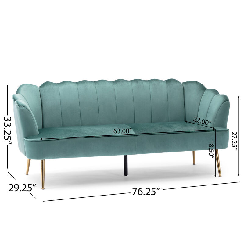 Merax Shell Design 3 Seats Velvet Sofa