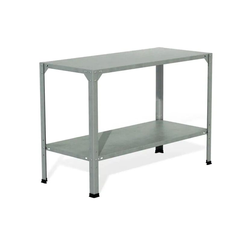 QuikFurn Outdoor Metal Shelving Unit Garden Potting Bench in Sturdy Galvanized Steel