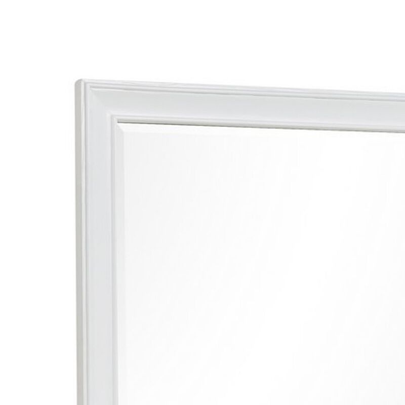 Limi 37 x 43 Dresser Mirror, Modern Wood Frame, White Brushed Finish - Benzara