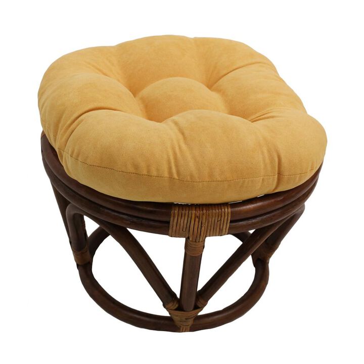 International Caravan Rattan Footstool with Twill Cushion