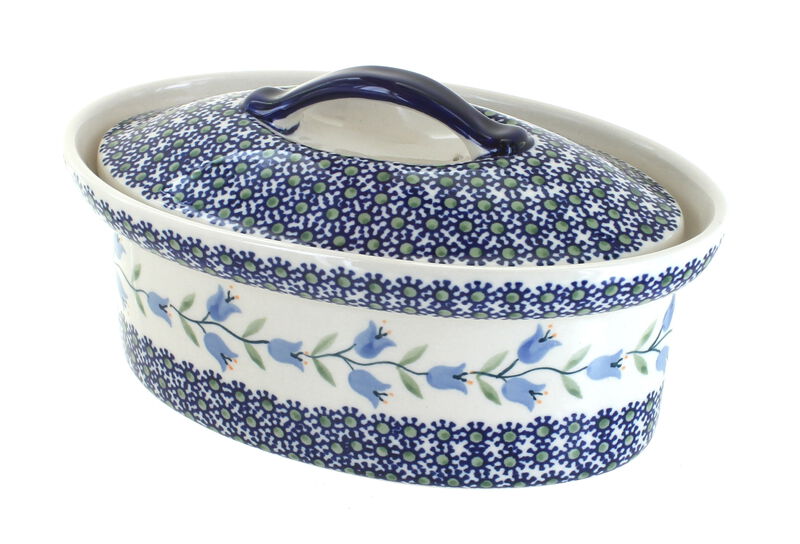 Blue Rose Polish Pottery Tulip Small Oval Covered Baker