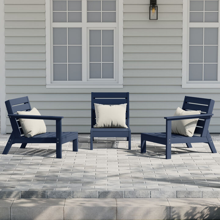 WestinTrends Outdoor Patio 3-Piece HDPE Deep Seating Sectional Sofa