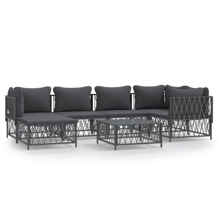 vidaXL 7 Piece Patio Lounge Set with Cushions Anthracite Steel