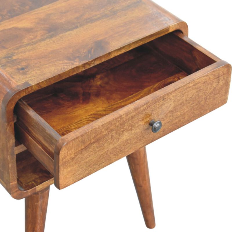 Artisan Furniture Solid Wood Avora Chestnut Nightstand with Drawer and open slot
