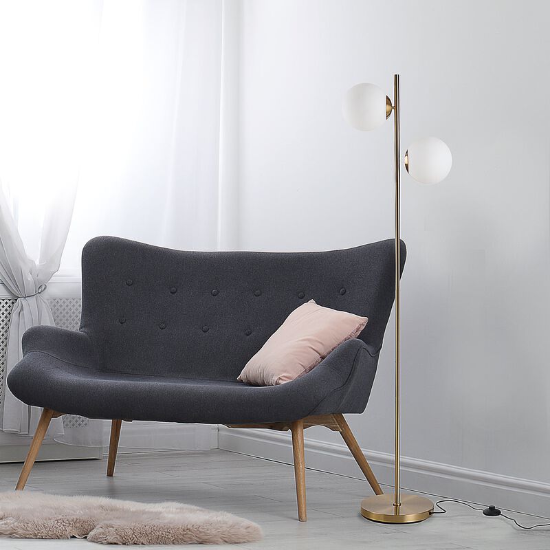 White Modern Illumination: Floor Lamp with 2 Glass Shades