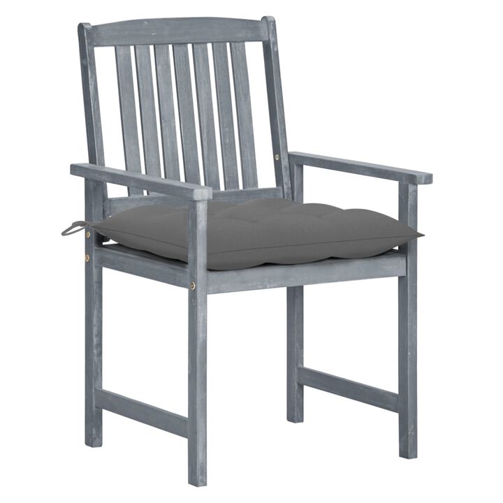 vidaXL Director's Chairs with Cushions 4 pcs Gray Solid Acacia Wood