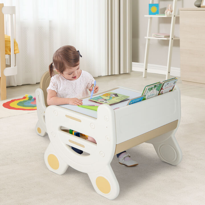 Kids Drawing Table and Chair Set with Watercolor Pens, Blackboard, and Eraser – Creative Art Station