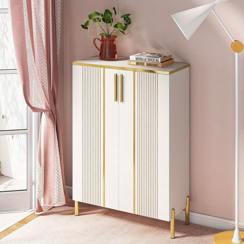 Shoe Cabinet with Doors, 5-Tier Shoe Storage Cabinet with Adjustable Shelves, Wooden Shoes Rack Shoe Storage Organizer for Entryway, Hallway, Closet, Living Room, Deck Boxes
