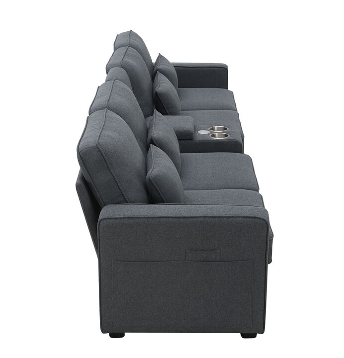 Merax Upholstered Sectional Sofa with Console
