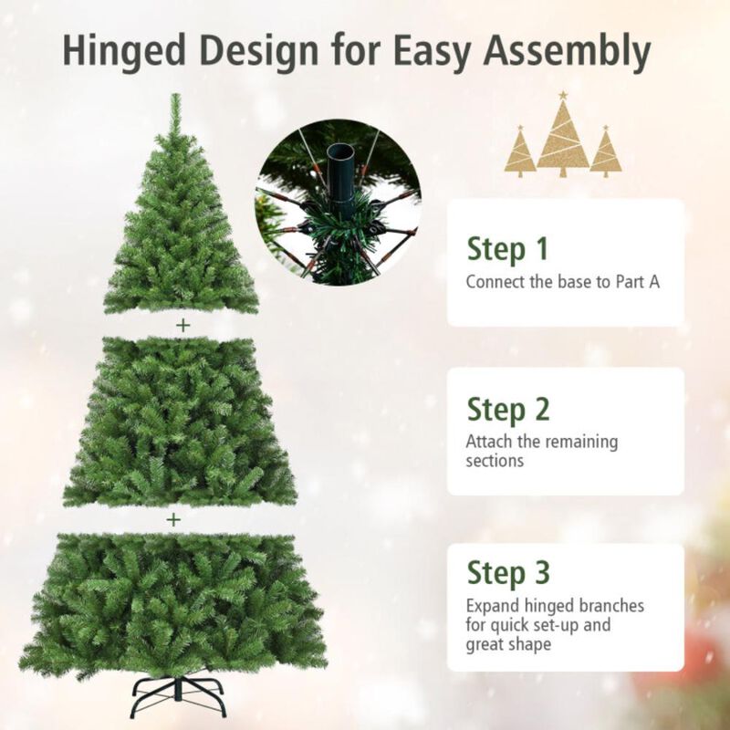 Hivvago 6/7.5/9 Feet Premium Artificial Hinged PVC Christmas Tree with Metal Stand
