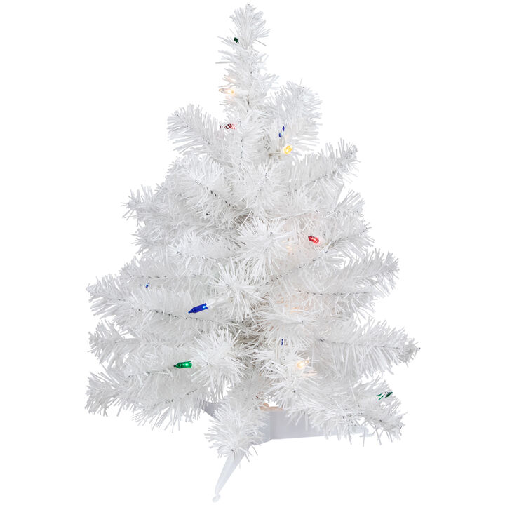 18" Pre-Lit Snow White Artificial Christmas Tree  Multi Lights