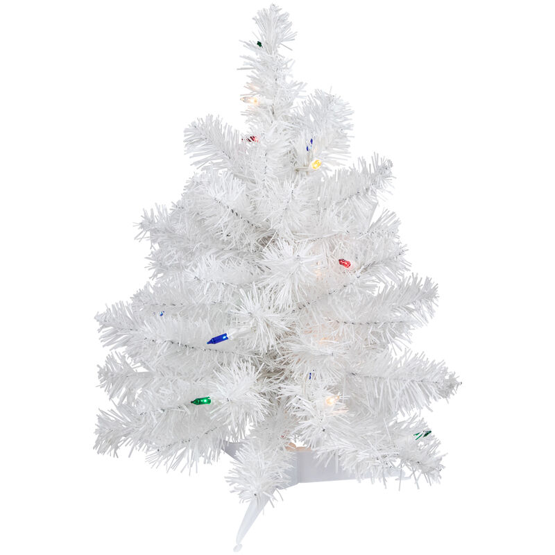 18" Pre-Lit Snow White Artificial Christmas Tree  Multi Lights