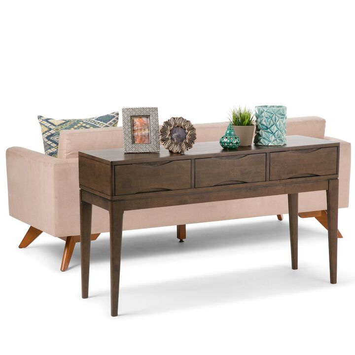 Simpli Home Harper Solid Hardwood Console Sofa Table In Walnut Brown