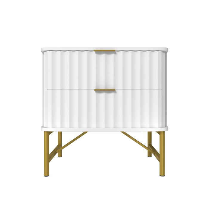 2-Drawer Nightstand with Metal Base
