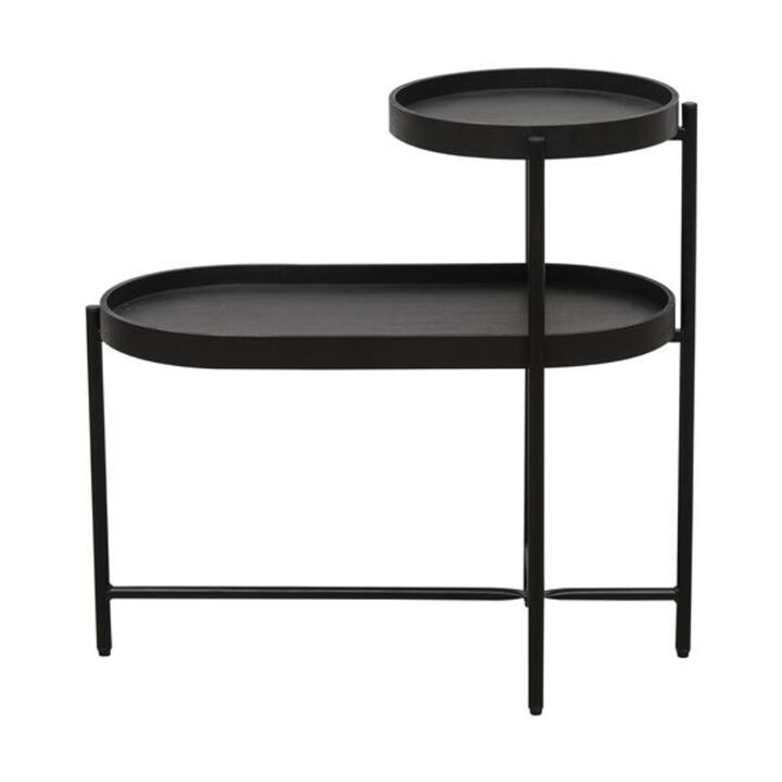 2-Tier Side Table with Storage Sofa Table for Living Room Metal Frame & Wooden Desk End Table