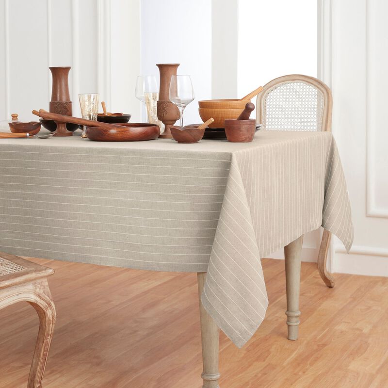 Solino Home 100% Pure Linen Tablecloth | Pinstripe