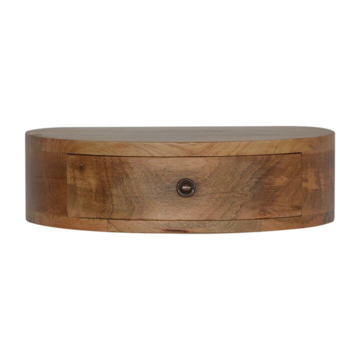 Solid Wood Wall Mounted Rounded 1 Drawer Nightstand
