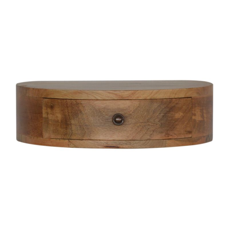 Solid Wood Wall Mounted Rounded 1 Drawer Nightstand
