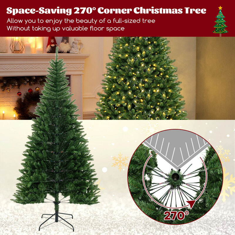 Corner Artificial Christmas Tree with  Tips and LED Lights