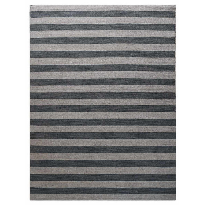RUGSOTIC CARPETS HAND WOVEN FLAT WEAVE KILIM WOOL ECO-FRIENDLY AREA RUGS - 8'x10', Rectangle Shape, Cream Silver Color, Contemporary Modern Design, Low Pile Handmade Rugs for Living Room (D00107)