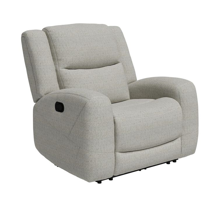 Gira Manual Recliner Chair with Contour Armrest, Wood Frame, Beige Fabric