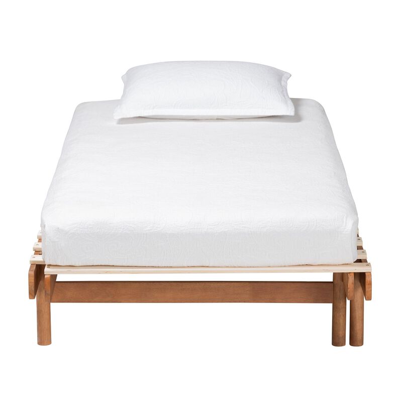 Baxton Studio Bolivia Mid Century Modern Walnut Brown Wood Expandable Twin To King Bed Frame