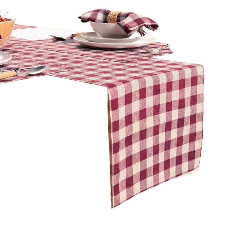 Solino Home 100% Pure Linen Table Runner 14 x 90 Inch | Morgan Check