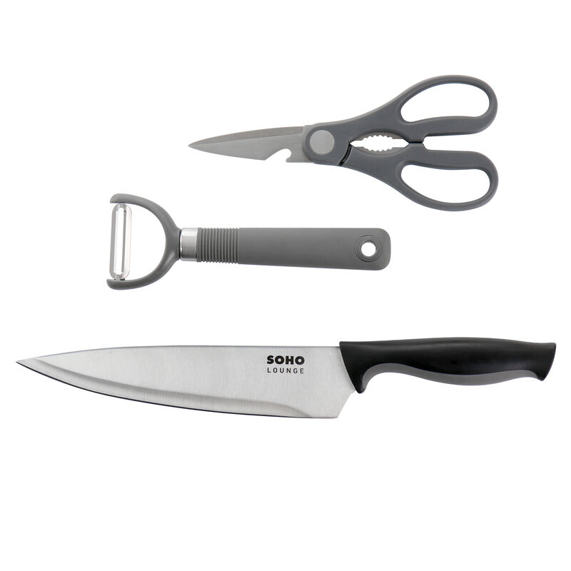 Gibson Soho Lounge 16 Piece Stainless Steel Cutlery Knife Set in Black With Acrylic Stand