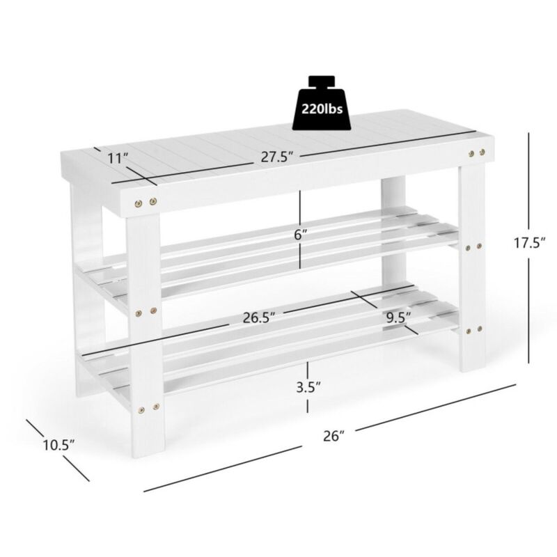 Hivvago 3-Tier Bamboo Shoe Bench Holds up to 6 Pairs for Entry
