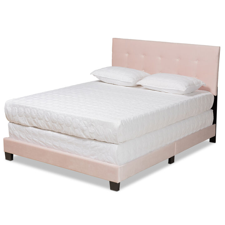 Baxton Studio Caprice Glam Navy Velvet Fabric Upholstered Queen Size Panel Bed