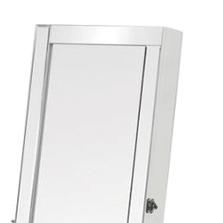 Beautiful  Jewelry Cheval Mirror  With Interior Storage, Gray-Benzara