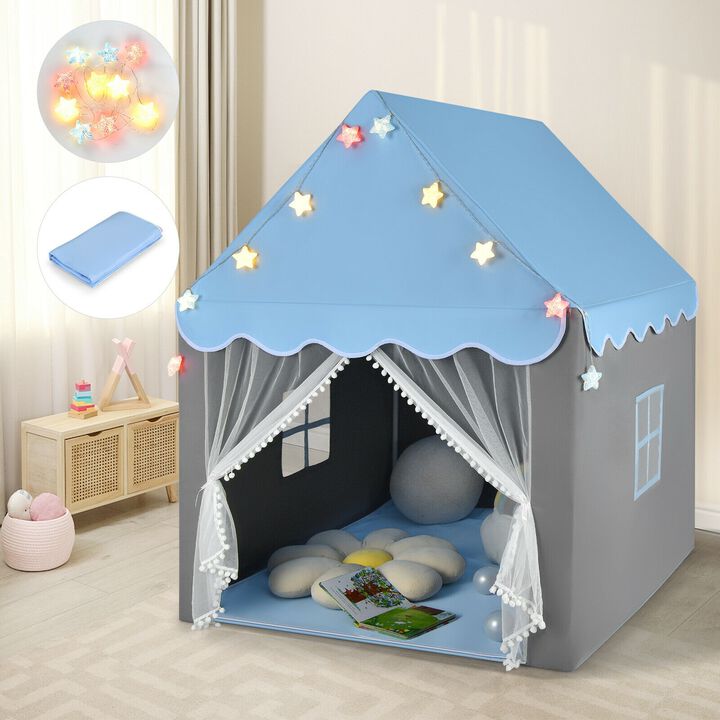 Kids Playhouse Tent with Star Lights & Cozy Mat – Indoor/Outdoor Play Tent for Fun & Imagination